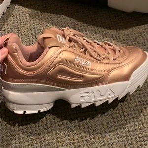 Rose gold fila shoes